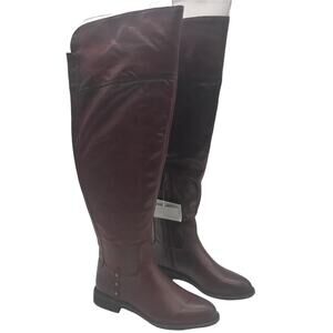 Franco Sarto Womens Haleen Boots Bordeaux Leather Round Toe Pull Ons 7.5 M New